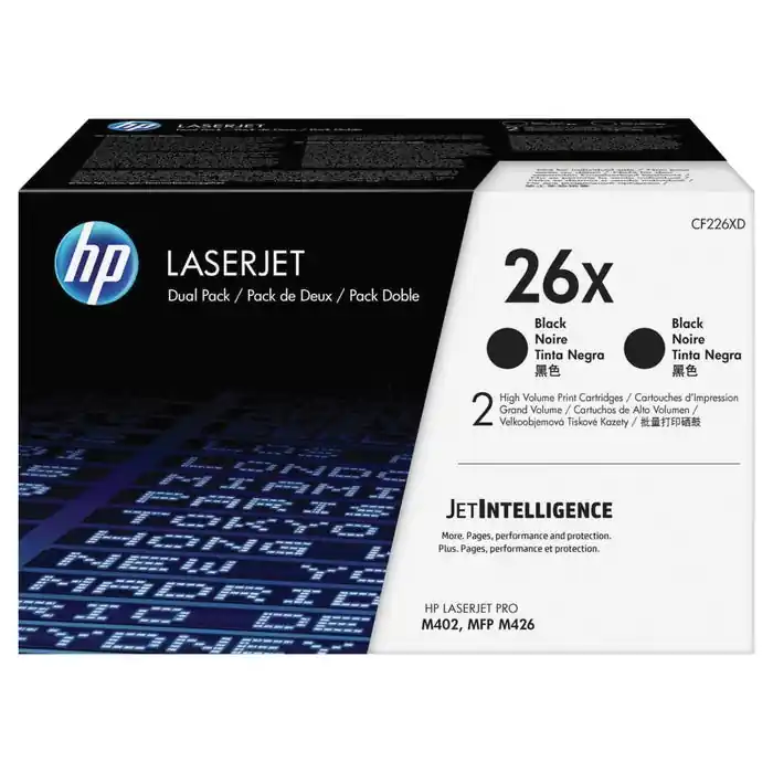 HP 26X Ink Cartridge, CF226XD, Black, Pack of 2 Brand New